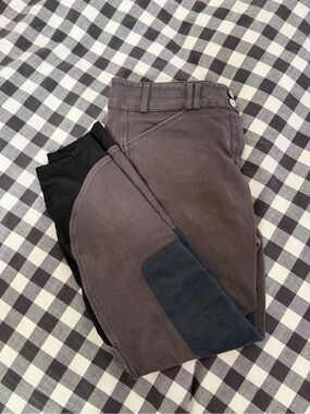 Symphony Tredstep women’s 30R breeches charcoal gray front zip knee patch